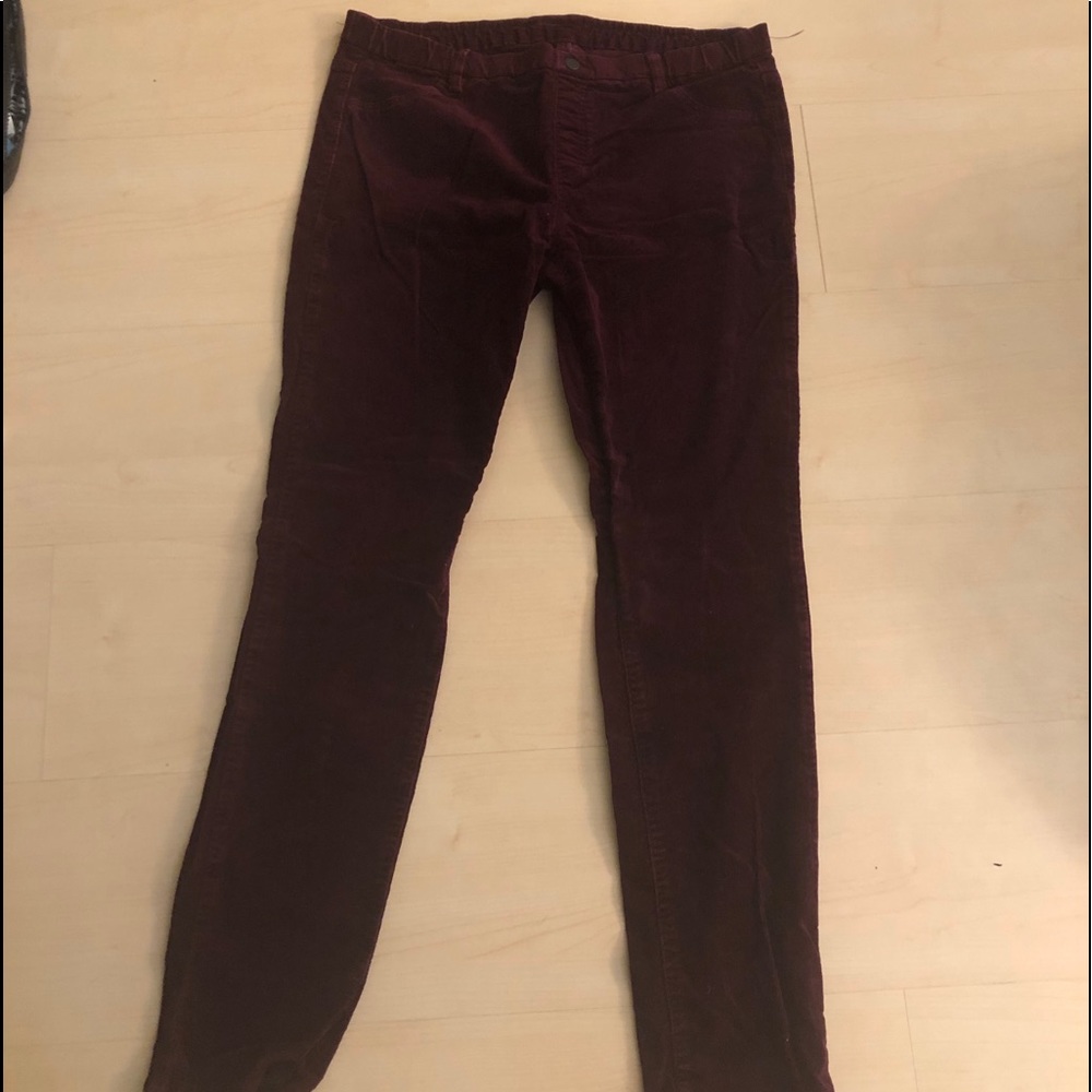 Burgundy velvet corduroy pants